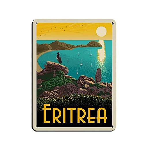 Eritrea stad retro resa retro affisch metall plåtskylt chic konst retro järnmålning bar människor grotta café familj garage affisch väggdekoration 30 x 40 cm (12 x 16 tum)
