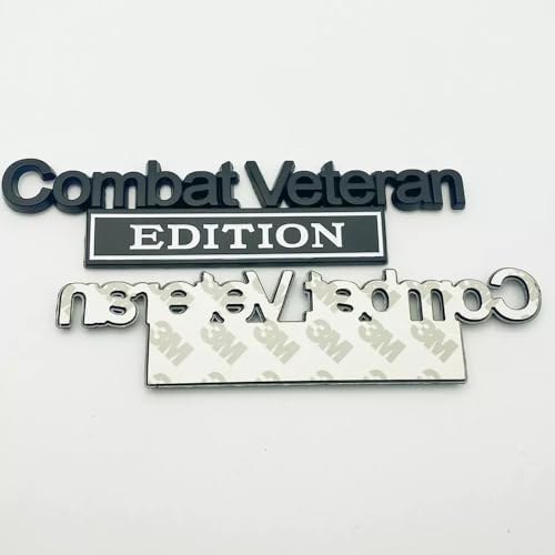 Image of Pair Set Combat Veteran Edition Emblem 3D Badge Raised Decals Exterior Truck Stickers Replacement for Universal Vehicle, SUV, Motorcycle, (Black White)