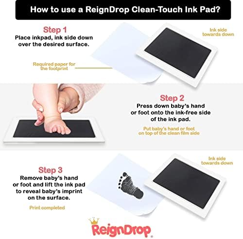 Inkless Large Clean Touch Ink Pad Kit for Baby Footprint, Handprint & Pet Paw Print - No Ink Mess, Clear Detailed Print, Smudge Resistant, Long Lasting, Baby Safe, Includes 2 Cardstock(Clean-Touch - Black) — view 7