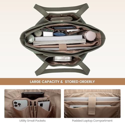 Image of LOVEVOOK Laptop Tote for Women - 15.6 Inch Faux Leather Laptop Bag with Clutch, Large Capacity Office Purse Computer