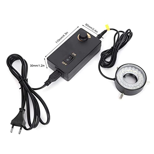 LED Mikroskop Ringlicht, Fydun Mikroskop Kamera Lampe LED Helligkeit Einstellbare Lichtquelle Beleuchtung Ringleuchte mit Adapter für Optische Instrumente Videomikroskopen(EU Plug)