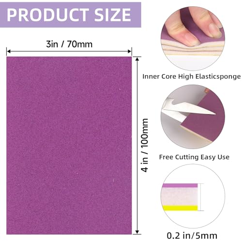 POTUINOM 20 Pcs 3 x 4 Inch Sanding Sponge Set, 220 Grit Abrasive Sanding Sponges Pads Soft Foam Hand Sander Block Wet Dry Purple Ceramic Sand Sandpaper for Wood Metal Drywall Furniture Paint Polishing - Thumbnail 2