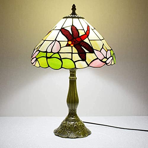 ZZFHYQKD 12 inch Dragonfly Table Lamp, Table Lamp, Living Room Vintage E27 Bedside Table Lamp, Bedroom with Style Lampshade, Alloy Base, Retro Desk Lamp