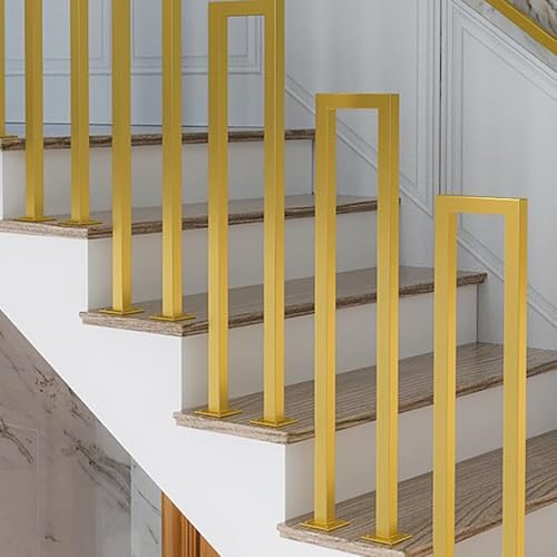 Kit de barandilla en forma de U de fácil instalación: Barandilla de hierro forjado con herrajes de montaje. Ajuste regulable para escaleras de hormigón, ladrillo y madera.