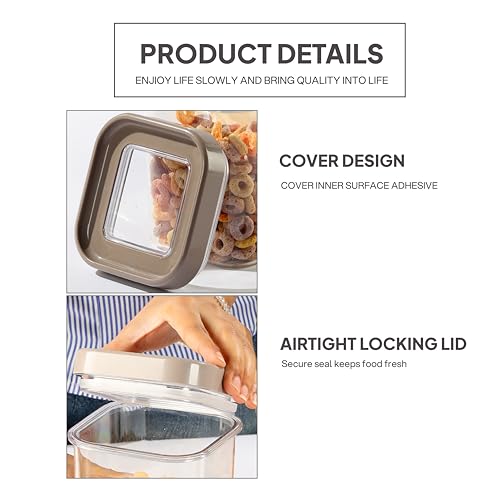 Image of CELLO Airlock Square Pet Storage Jar for Kitchen Set of 2 Pcs, 1350 ml Walnut Brown | Freezer & Fridge Safe Stackable Kitchen Storage Container Jar Set for Meal Prep Ingredient Cookies Flour Candy