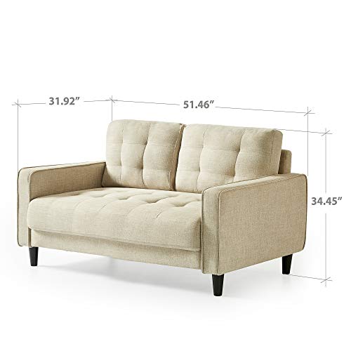 Image of ZINUS Benton Loveseat Sofa, Grid Tufted Cushions, Easy, Tool-Free Assembly, Beige