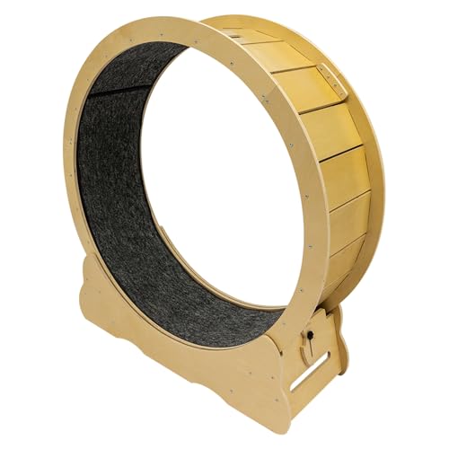 LIAPDG Cat Exercise Wheel, Cat Treadmill for Indoor with Fish-Shaped Clasp & Hook and Loop Fastener Capacity 50Kg/ 110.23Lbs Runway 30.5Cm/ 12 Inch for 11.02-16.53Lbs Small Dogs (Original Wood Color)