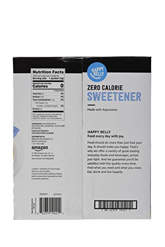 Amazon Brand - Happy Belly Zero Calorie Blue Aspartame Sweetener, 1000 Count (Previously Sugarly Sweet) #TOP1