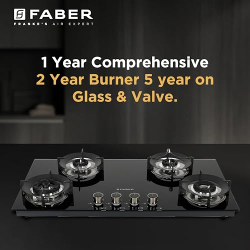 Faber Hob 4 Burner | Auto-Ignition | Spillage Proof | HOB SUPERIA HT904 BR AI |Metal Knobs | Pan Support |5 Yr Warranty on Burner & Glass | 1Y... - Image 2