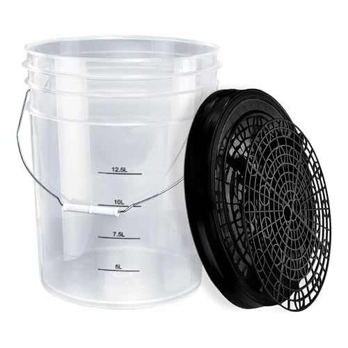 BenBow Seau de Lavage de 20 litres avec Grille de Lavage filtrante et Couvercle de Seau - idéal pour Le Lavage de Voiture et l'usage Domestique