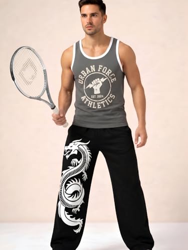 Tedwoods Men’s Dragon Print Baggy Pants Black - Image 8