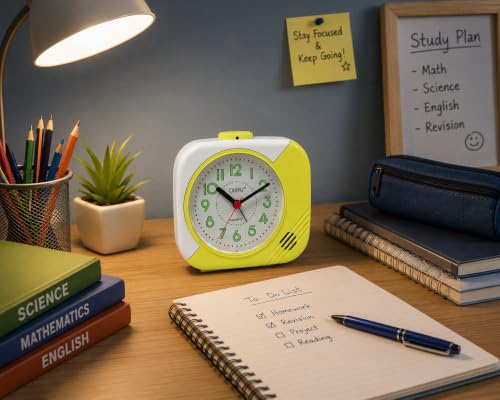 Image of Ajanta Plastic Orpat Alarm Analog Table Clock (130x120x60 mm) (Yellow)