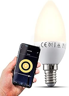 B.K.Licht Smart LED Bulb, E14, Warm White Light 2700K, dimmable via Smartphone, Voice Control, app for iOS & Android, 470Lm 5.5W, Wi-Fi Bulb