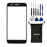 sunways Replacement Screen Front Glass Compatible with LG K20 Plus K20 V VS501(Black)
