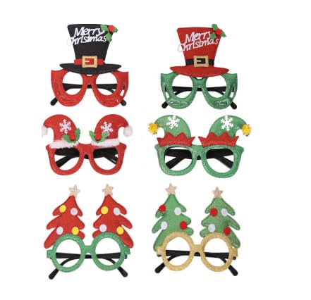 Srotmirw 6 Pcs Christmas Glasses to Wear