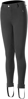 HORZE Nora Girls Leather Knee Patch Jodhpurs, Kids Horse Riding Pants, Equestrian Breeches for Horseback Riding, English Style, Youth Apparel, Comfortable Kids Riding Pants Equestrian Girls Black