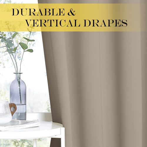NICETOWN Blackout Sliding Glass Door Curtains, Room Darkening Thermal Insulated Curtains for Living Room Bedroom, Extra Wide Window Drapes, 1 Panel, W80 x L118, Taupe