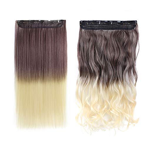 Alileader襟足ウィッグ エクステ 26色可選択 クリップ式 ポイントウィッグ カール巻き髪 パーマネント グラデーションカラーOmbre可愛