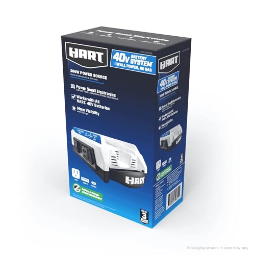 HART 40V 300 Watt Battery Powered Power Source with LED Light and Carry Handle (Battery Not Included)
