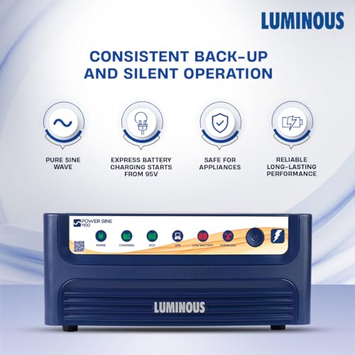 Image of Luminous Inverter & Battery Combo (Power sine 1100 Pure Sine Wave 900VA /12V Inverter with Red Charge RC25000 PRO 200Ah Battery) for Home, Office & Shops