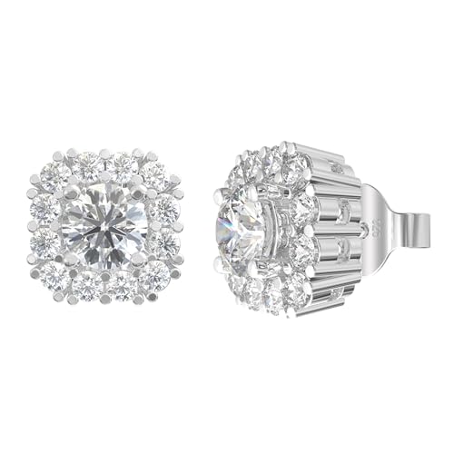 Image of 925 Sterling Silver Stud Earrings for Women | Cubic Zirconia Solitaire Ear Studs | Lightweight Hypoallergenic Anti-Tarnish Daily Wear Jewellery | Gift for Girls, Wife, Girlfriend, Mother, Sister | Birthday, Anniversary, Rakhi
