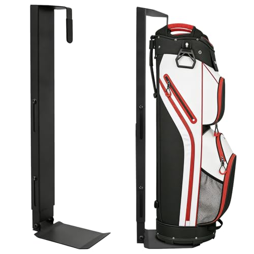 Wall Mount Golf Bag Storage Stand for Garage Golf Bag Holder | Adjustable Air Spring Sliding Golf Bag Wall Mount Holder Organizer, Space-Saving Heavy-Duty Golf Bag Holder for Garage, Clubs