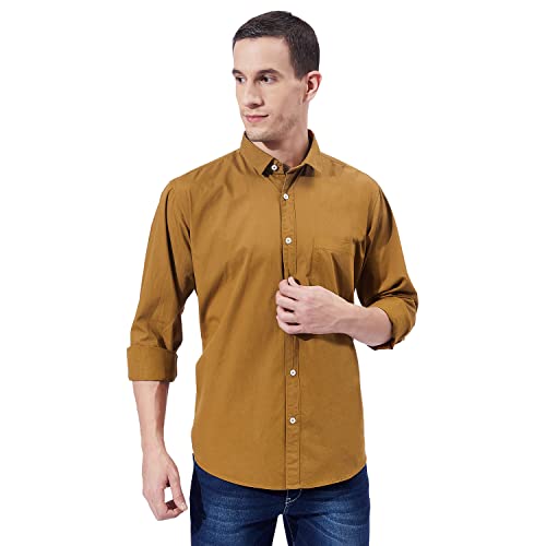 Image of Ben Martin Men's Cotton Regular Collar Shirt with Chest Pocket || Classic Collar, Slim Fit, Casual & Formal Wear || Soft & Breathable Fabric || Full Sleeve Shirt for Men
