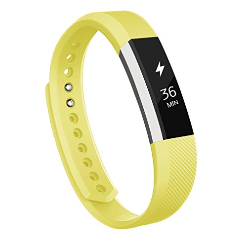 AK for Fitbit Alta Bands, Replacement Bands for Fitbit Alta/Alta HR with Metal Clasp（Yellow,Small）