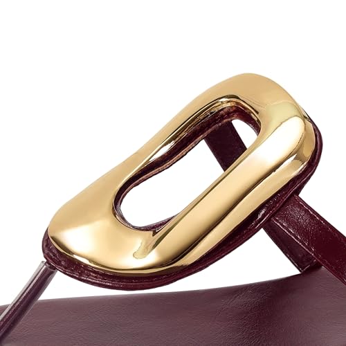 Image of Wnshonzy Flip-Flops for Women Thong Sandals Flat Slip on Slides Beach Comfort Open Square Toe Ladies Slipper Dressy Metal Hardware Decoration Summer Shoes Casual Fashion