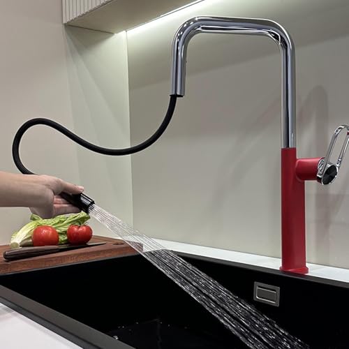 Czarna bateria kuchenna z wylewką natryskową pojedynczy uchwyt kran 1 otwór zlew 2 tryby do nowoczesnych kuchni - trwały i stylowy design