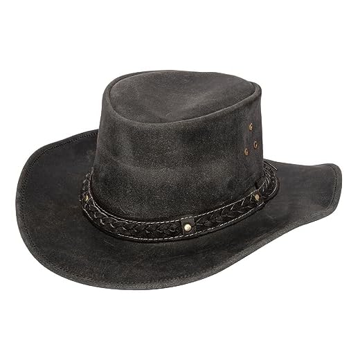 Cowboy Aussie Real Leather Hat Australian Black Western Outback Bush Hat