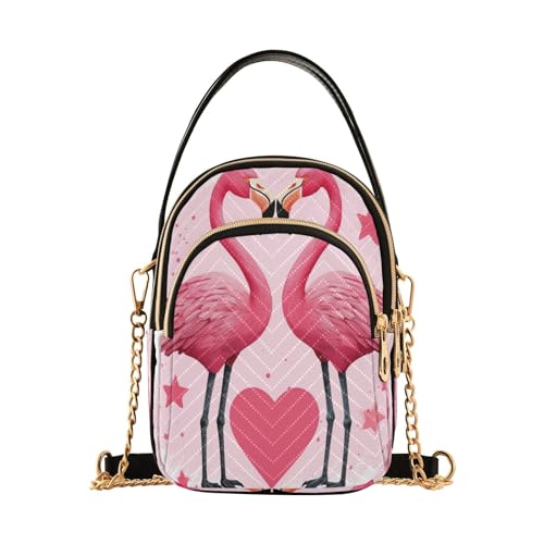 Beautiful Flamingos Shoulder Bags for Women Retro Classic Handbag Purse Small Purses with Chain