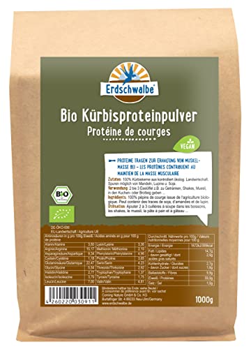 Erdschwalbe Bio Kürbiskern Protein - 58% Proteingehalt - Veganes Eiweißpulver - 1 Kg Cover