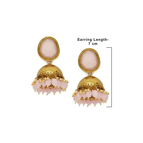 ZAVERI PEARLS Yellow Gold Jhumki Earrings for Women (Golden) (ZPFK9868) - Image 8
