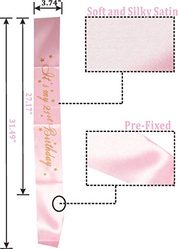 21St Birthday Sash And Tiara For Women - Fabulous Set: Glitter Sash + Floating Star Rhinestone Pink Premium Metal Tiara For Women, 21St Birthday Gifts For 21St Birthday Party #TOP2