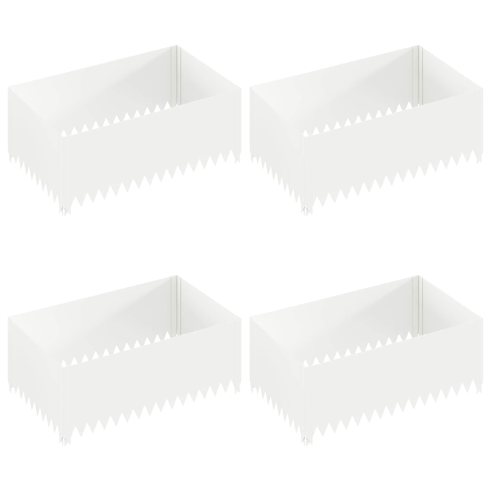 Gazonrand 4 szt. 100 x 60 x 35 cm stal biała