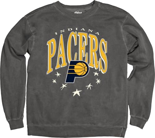 Blue 84 Indiana Pacers NBA Officially Licensed Crewneck Sweatshirt Ringspun Black Stars, Small