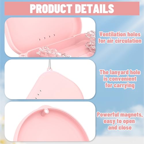 Halteetui, Schlanke Ausrichtungshüllen, Knirscherschiene Box, Hüllen mit Belüftungslöchern und Silikon-Zahnspangendose, Invisalign Case mit Entnahmewerkzeugen und Bürste – Pink