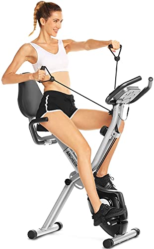 Profun - Cyclette 2 in 1 - Cyclette con resistenza magnetica regolabile a 10 livelli tramite applicazione e fasce di allenamento - Bicicletta interna...
