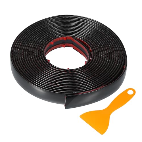 VekAuto Window Trim Strip Kit 3/4" 20mm Width 16Ft 5m Universal for Exterior Car Bumper Door Body Self Adhesive Scratch-Proof Decorative Sticker Plastic Gloss Black