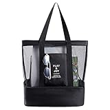 [page_title]-Strandtasche Badetasche mit Wasserdichtem Kühlfach Hoch Kapazität Reißverschluss Größenangabe 15.7' x 5.9' x 16.9', 220g Ideal für Reise oder Ausflug mit Kindern Beachbag Urlaubstasche