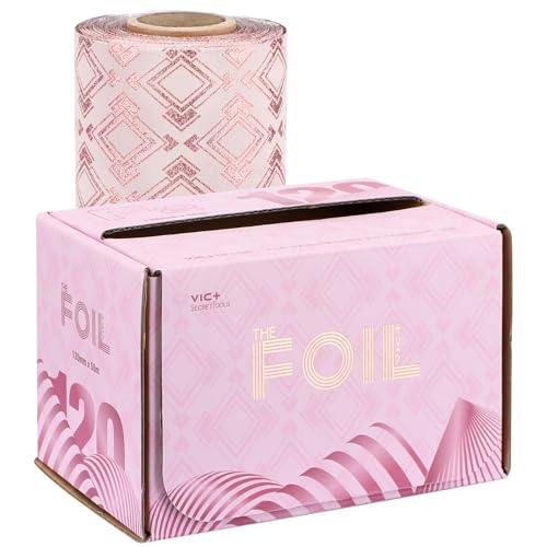 Segbeauty Papier Aluminium Coiffure, Aluminium Meches Cheveux, Rouleau d'Aluminium pour la Coloration des Cheveux avec Cutter, Accessoires de Coiffure (120mm X 50m, Rose)