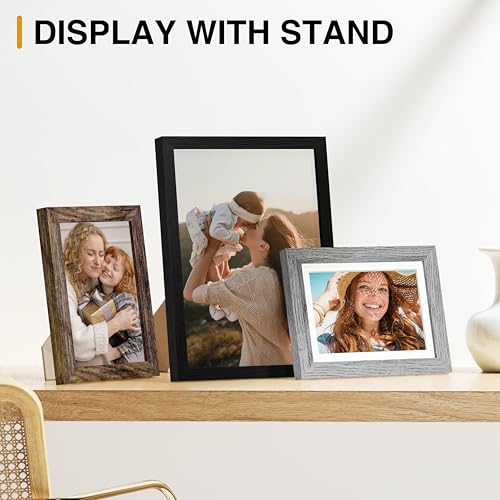 Image of Vittanly 15 Pack Picture Frames Collage Wall Decor for Mounting or Tabletop Display, Gallery Frame Set for Family, Multi Sizes Including 3pcs 8x10, 6pcs 5x7, 6pcs 4x6, Black, Brown and Grey