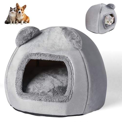 ADDLIVE Katzenhöhle Warm, 40cm Katzenbett Flauschig, Katzenbett Waschbare, Katzenhaus Katzen Höhle, Katzenkorb zum Schlafen, Katzenkörbchen für Katzen,Hasen, Hunde und Andere Kleintiere, Grau