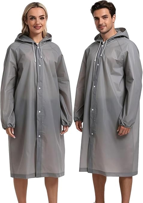 Full Sleeve Waterproof Polyester Solid Long Raincoat with Adjustable Hood for Men & Women-image-28