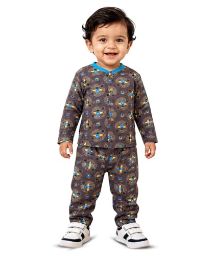 Image of 3BROS BodySuit /Dress for Boys /Girls Full Pajama & Casual Full Sleeves Night Suit Top Combo Kids Set