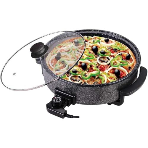 Royal Swiss® Poêle Électrique Multifonction 42 cm – 1500 W | Pizza, Paella, Grill, Crêpes | Antiadhésif | Couvercle Verre | Température Réglable | Nettoyage...
