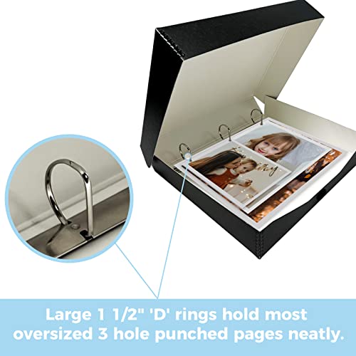 Lineco Lin-733-Bb3D Archival Oversized 3-Ring Album Box With Clamshell Style Lid, 13" X 11-7/16" X 2-3/8", Black #TOP4