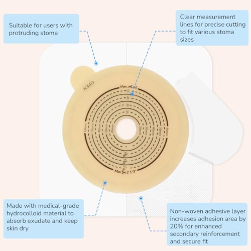 30 PCS Ostomy Supplies Colostomy Bags Two Piece Drainable Pouches with Closure, Ileostomy Stoma Care, Cut-to-Fit, 60mm Max, (20PCS Bags+10PCS Barrier)