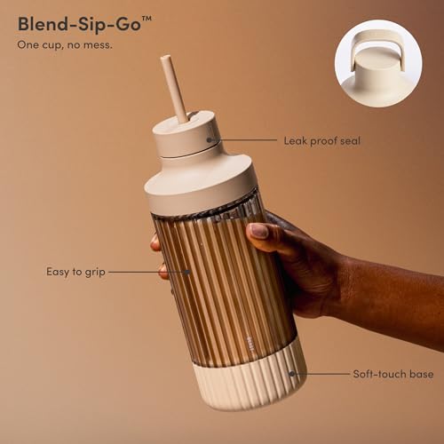 Image of Beast Mighty 850 Plus | Premium Compact Personal Blender | Smoothies, Shakes, Dressings, Sauces | Blends Ice and Frozen Fruit | New XL Vessel | Extra Vessels, Lids and Straws | 850W (Sand)